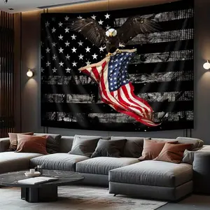 Polyester American Flag Wall Tapestry - Home Decor Backdrop for Bedroom, 4th July Independence Day Decoration