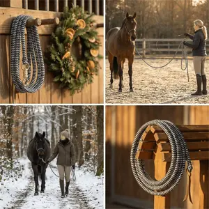 Equine Performance Lead Rope, Long Horse Lead Rope with Quick Halter Attachment, Soft Comfort Grip, Barn Horse Tack for Daily Use & Showing, Measuring 4.15Meters in length, the long lead line ensures ample control and reach during training or walks