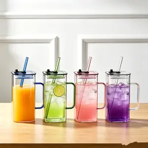 24oz Color Glass Tumbler w/ Glass Straw & Brush – Aesthetic Drink Cup for Water, Smoothies, Boba & Cocktails