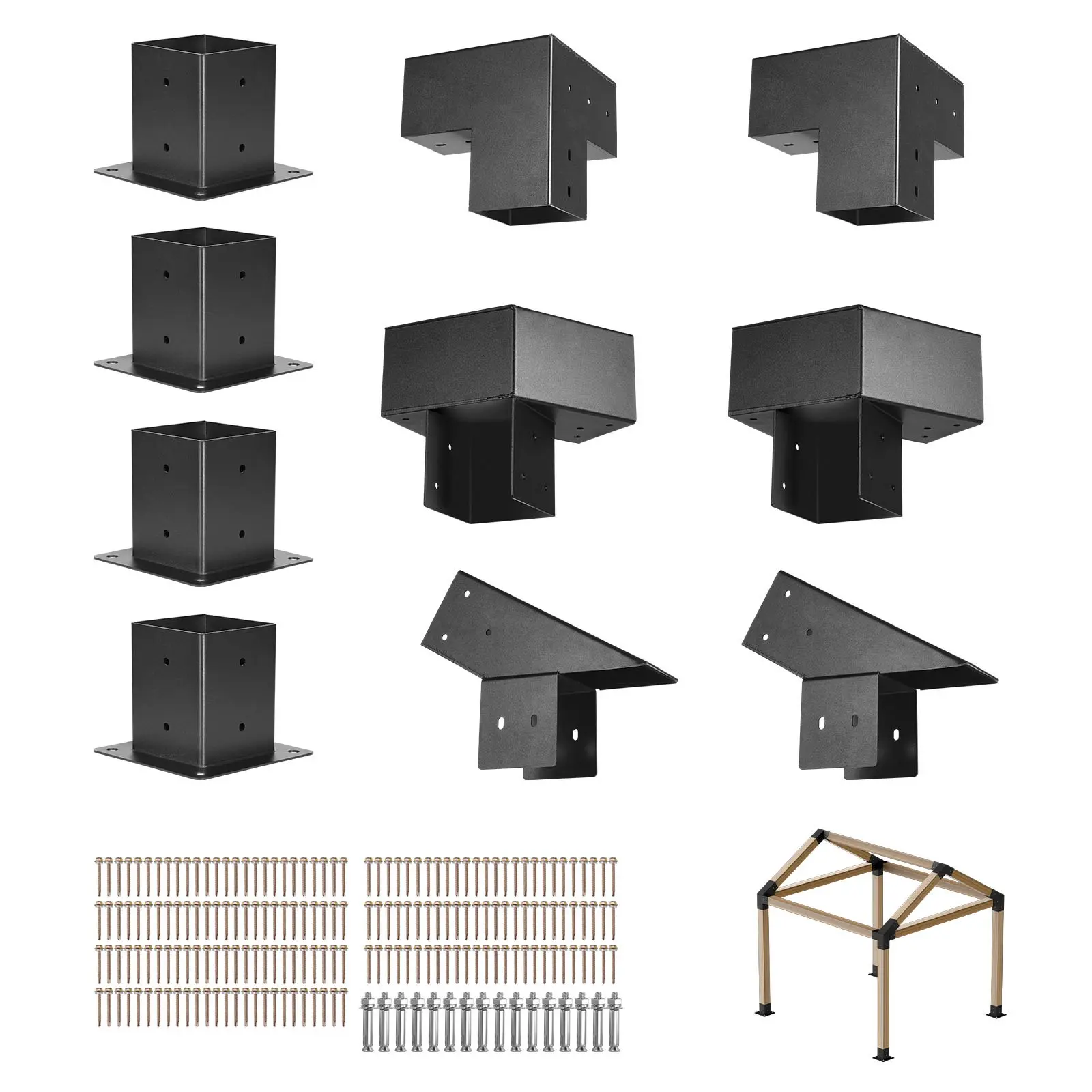 VEVOR Pergola Kit, 4x4 Inch Pointed-Roof Pergola Brackets for 3.5x3.5 ...