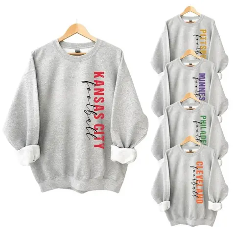 Vintage City Football Sweatshirt – Ash Color – Retro Game Day Graphic Crewneck, Classic Throwback Style Pullover for Football Fans, Unisex Cozy Cotton Top - AG