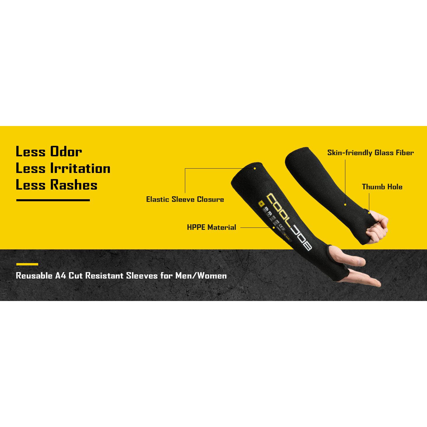 COOLJOB 3 Pairs 14/18in A4 Cut Resistant Sleeves with Thumb Hole, UV Sun Protection Arm Sleeves COOLJOB 3 Pairs 14/18in A4 Cut Resistant Sleeves with Thumb Hole, UV Sun Protection Arm Sleeves