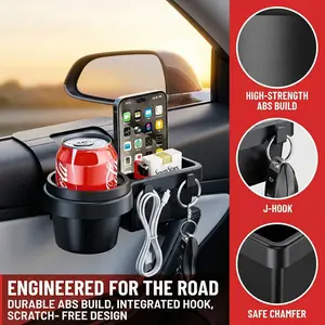 Universal 4-in-1 Car Door Hanging Cup Holder | Multi-Functional Storage Tray for Trucks & SUVs | Hanging Drink Holder Large Bottles | Essential Interior Organizer Solar Powered Winter Windshield Defroster Long Lasting Hidden Fit Memory Foam Armrest