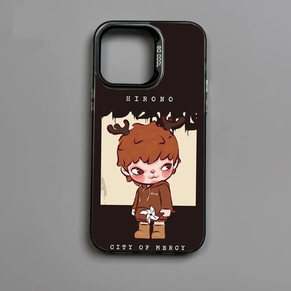 Hirono Cartoon Character Silver Shell Matte Shockproof Smartphone Case - Multi-Model for iPhone 11/12/13/14/15/16 (Mini/Pro/MAX), Phone Protection Accessories