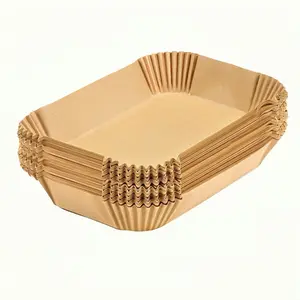 Rectangular Air Fryer Parchment Paper (125 Sheets) - Heavy Duty Grease-Proof Liners, Mess- Free Cooking for Fries & Wings, Keep Fryer Basket Clean