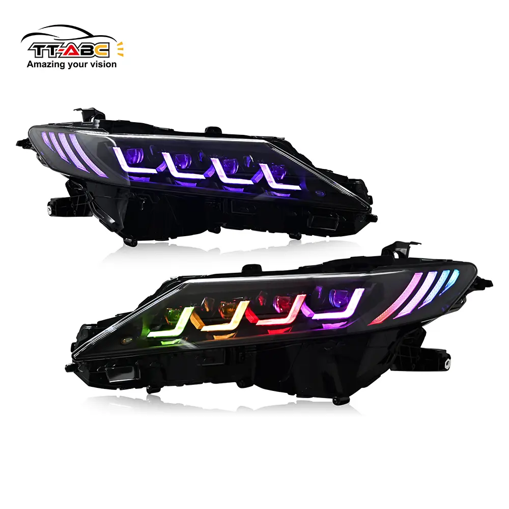 TT-ABC New RGB LED Car Lights Quad Projectors Headlights For 2018-2024 Toyota Camry LE, SE, XLE, XSE, TRD
