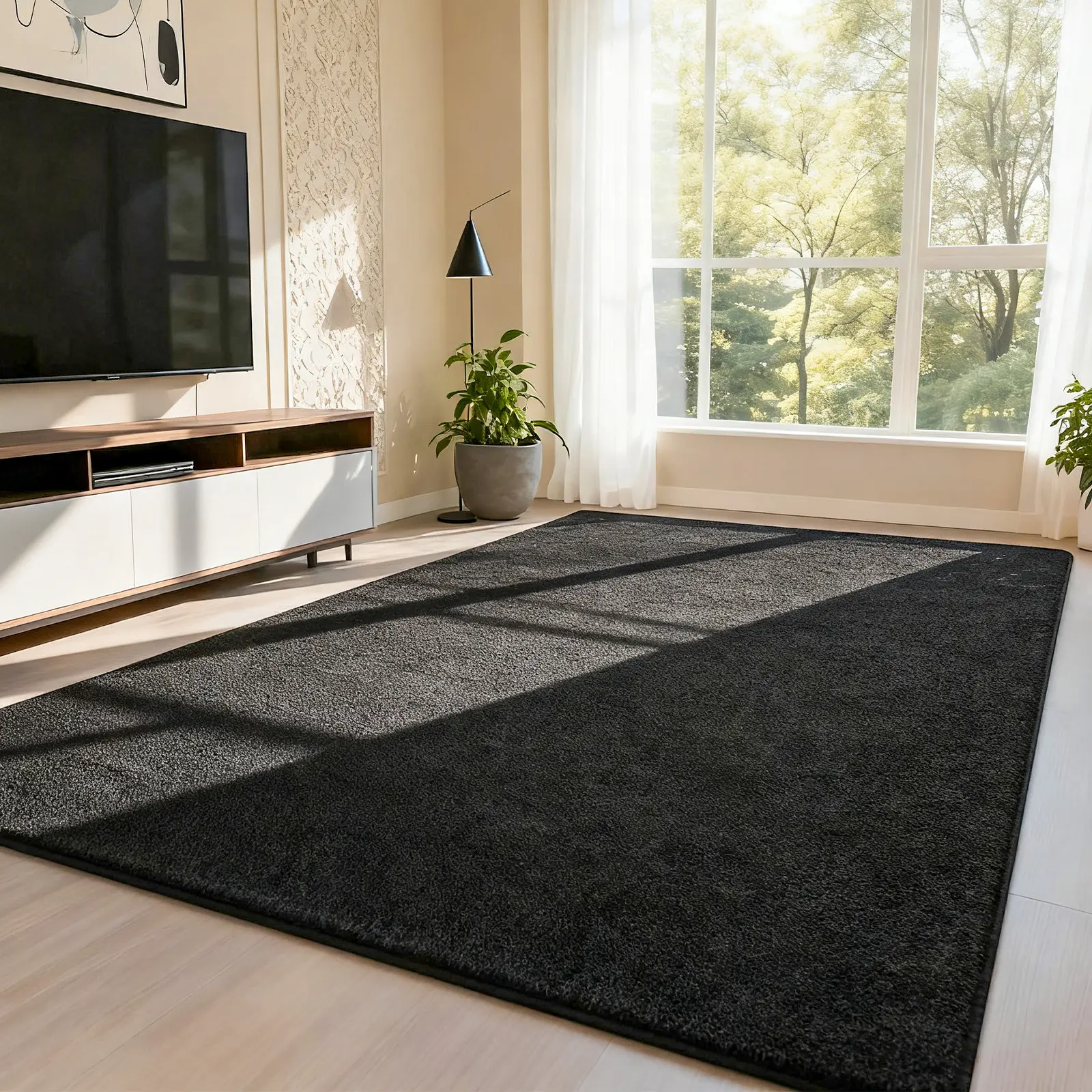 Non-Slip Ultra Soft Thickened Foam Area Rug, Modern Minimalist Solid Carpet 4x6-6x9 ft, Burgundy Red/White/Yellow/Black/Blue for Living Room Bedroom Home Decor