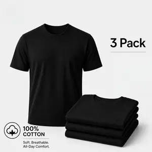 3-Pack Men's 100% Cotton T-Shirts, Soft & Durable 180 GSM Basic Crew Neck Tee, Breathable Solid Color Menswear Top, Classic White & Black T-Shirt, Summer Vibes Outdoor Fun, S–3XL Repeat Goon Sleep Eat Gooner graphic