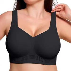 Women Jelly Bras Wirefree Full Coverage No Underwire Daily Bras Soft Wireless Padded Tshirt Bra