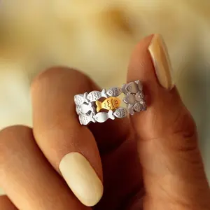 1pc Adjustable Fish Design Ring for Women, Cute Creative Open Cuff Ring with Colorful Fish Accents, Simple Animal Theme Jewelry for Daily and Party Wear, All Seasons