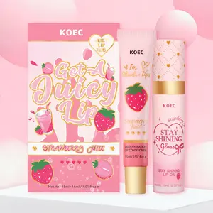 Strawberry Peach Lip Set, Lip Care, Moisturizing Lip Oil & Balm, Hydrating & Anti-Crack, Lightweight & Non-Greasy, Smooth Application