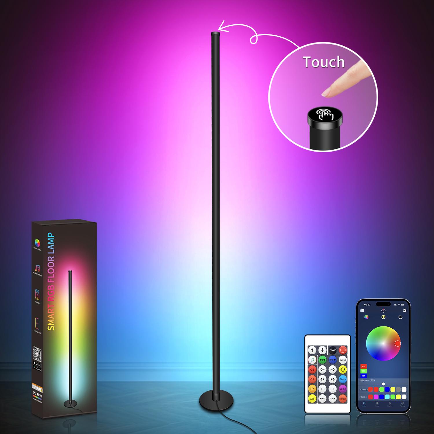 RGB Corner Floor Lamp 16 Million Color Music Sync Changing LED Corner Lamp with Remote & APP Control Smart Modern Floor Lamp RGB Corner Floor Lamp 16 Million Color Music Sync Changing LED Corner Lamp with Remote & APP Control Smart Modern Floor Lamp