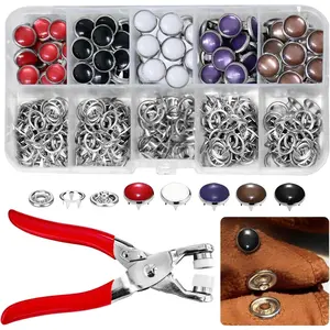 400 count  Snaps Button Kit with Pliers - 10 mm Snap Fasteners Press Tool for DIY Clothing, Hats, Sewing Crafts, Repair & Apparel Making,5 Colors