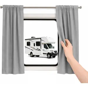 Short RV Window Curtains 33 Inch Long, Blackout Thermal Insulated Privacy Curtains for Camper Bunk Kitchen Small Windows, 2 Panels 30 Inches Wide