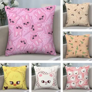 Cute Cartoon S-Strays K-Kids Cushion Cover Soft Short Plush Fabric Double-Sided Print Organic Breathable Sofa Pillow Case, Home Machine Washable in Warm Winter Perfect for Home Decor Home Child Gift