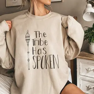 The Tribe Has Spoken Graphic Text Sweatshirt, Survivor Reality TV Show Tees and Drop Shoulder Hoodies
