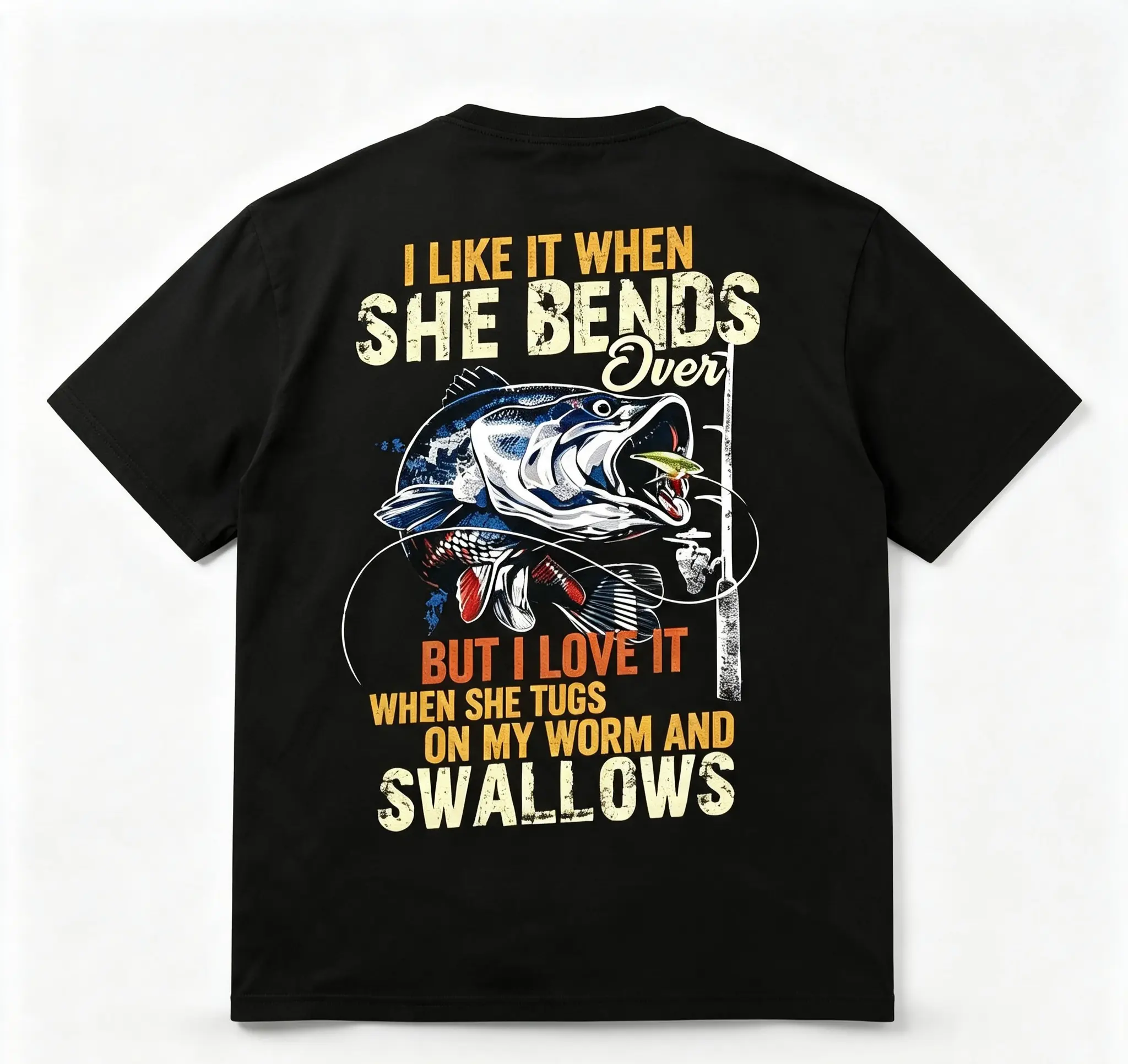 Funny Bass Fishing Graphic T Shirt Men 100% Cotton Tee Largemouth Bass Angler Gift Outdoor Humor Shirt Casual Fabric