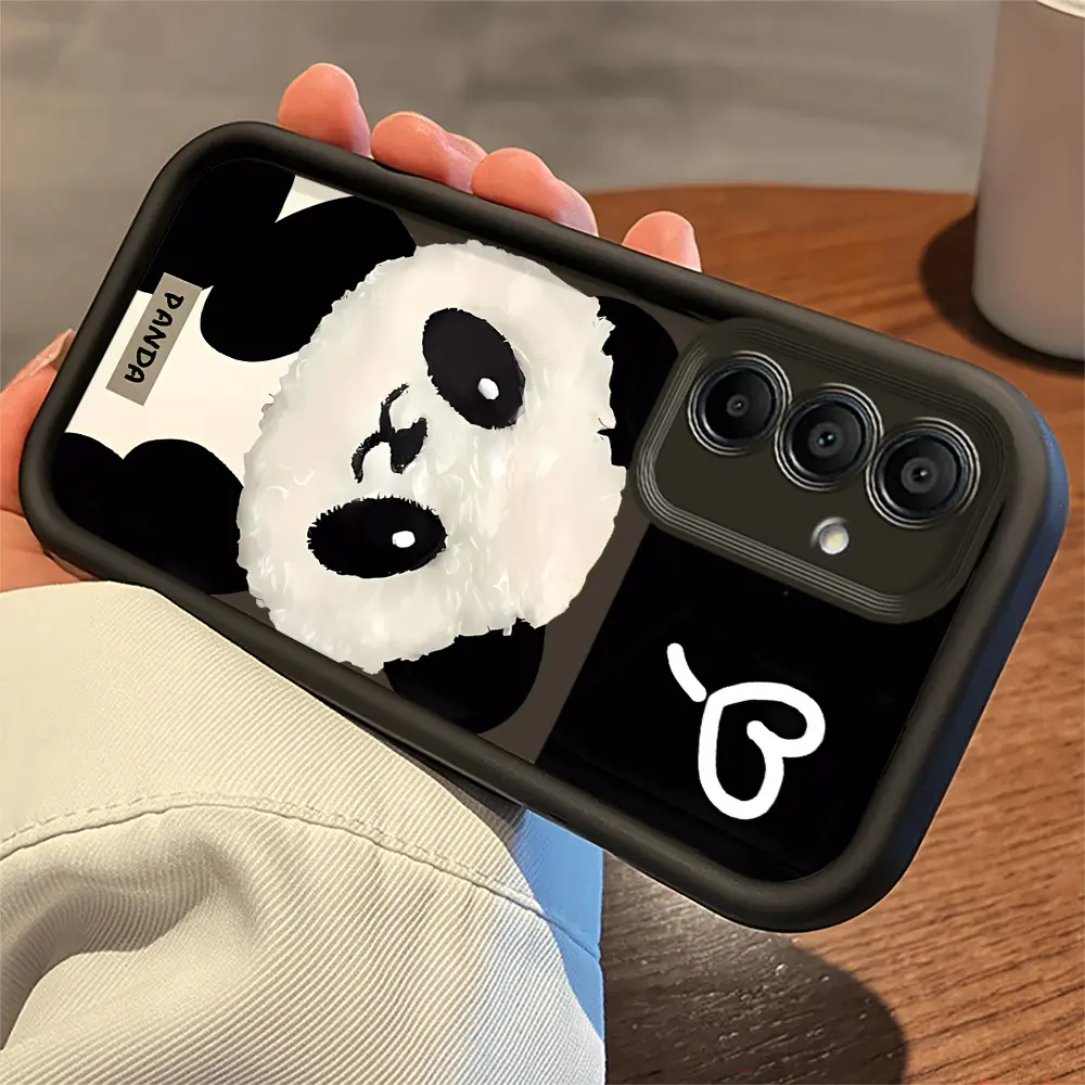 Phone Case - Cute Panda Pattern Black And White Phone Case, Compatible with for Samsung Galaxy S25/S24/S23/S22/S21/S20 Ultra, Plus, FE And A01/A03/A02S/A03S/A04/A05/A07/A10/A10S/A11/A12/A13/A14/A15/A17/A20/A21S/A22/A23/A24/A25/A26/A30/A31/A32/A33/A3