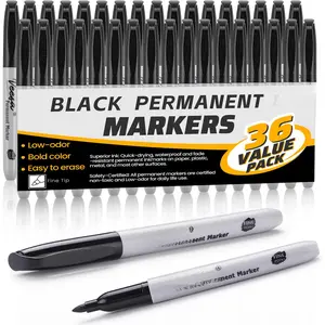 Permanent Markers - Fine Tip, 36 Pack Black Permanent Marker Pens for Office, School & Home, , Smear-Proof, Quick-Drying