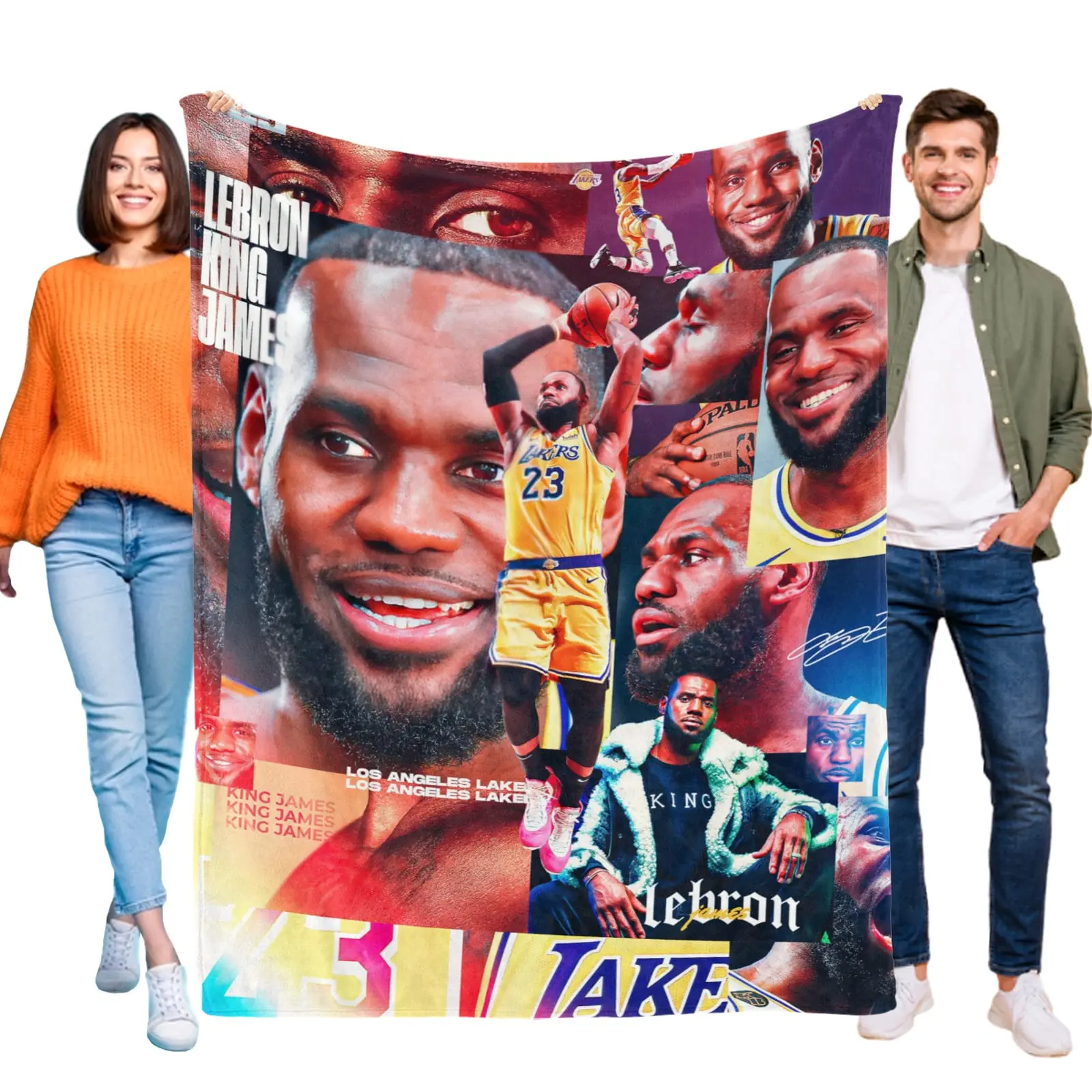 LeBron James-Inspired Print Microfibre Blanket - 80x60in, Soft, Durable, Breathable, Classic, Machine Washable, Stain Resistant, Ideal for Home/Camping, Fan Gift