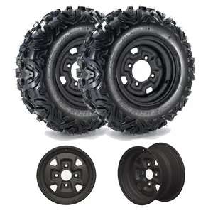[fathers day gift]2026 New Upgraded 2pcs 25*8-12 25X8-12 ATV Tires and Wheels Set (2 Pack), 6-Ply All Terrain for UTV/ATV - Heavy-Duty Mud Sand Trail Tires with Offset Wheels - Reinforced Sidewalls Ideal Birthday Gifts for Women Men Friends
