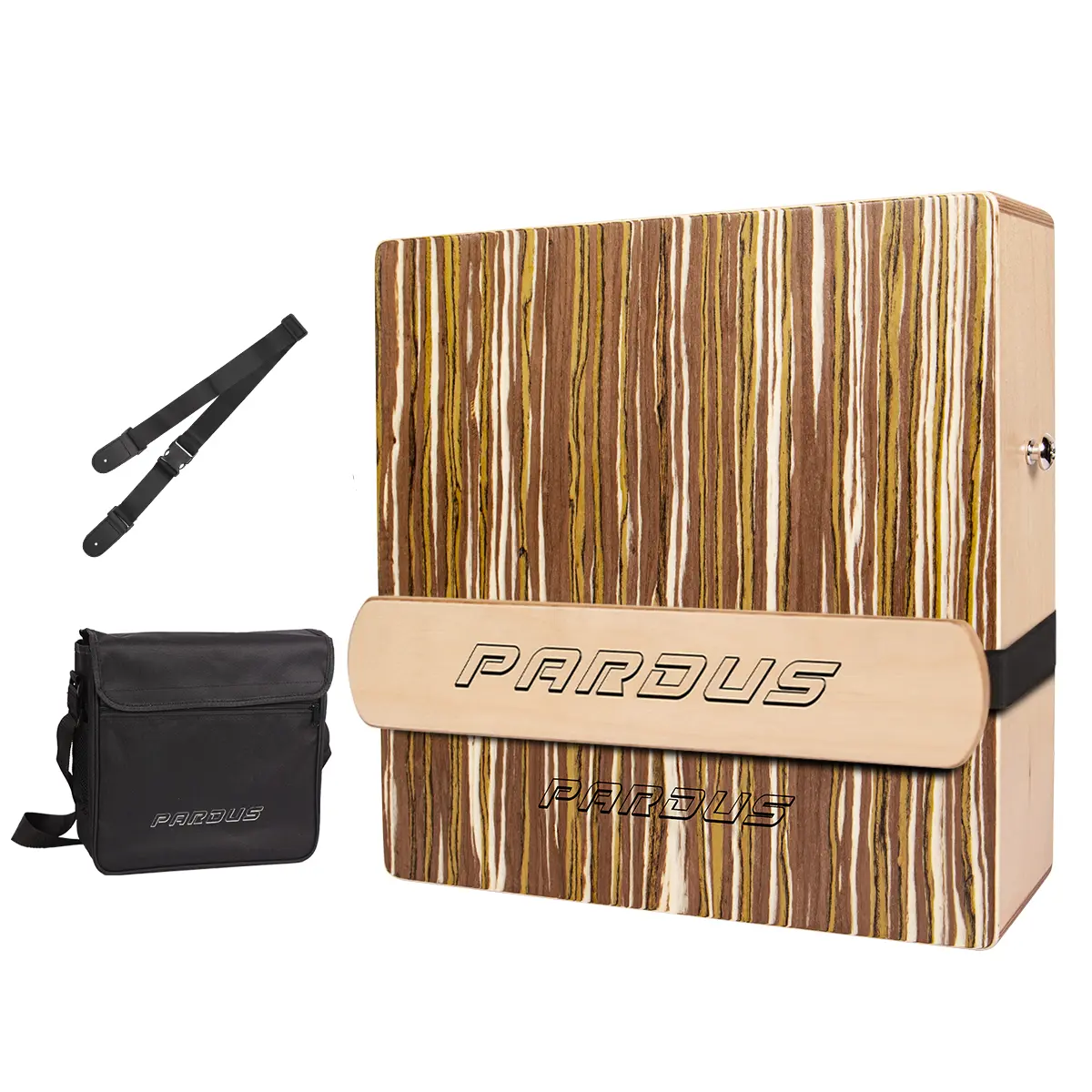PARDUS Portable Wooden Cajon Drum, 11.6"x11.6"x3.35" Compact Dual-Sided Percussion Instrument, Birch & Techwood Construction, Removable Snare Straps, Bright Crisp Sounds, Durable & Long-Lasting Use, Oxford Carrying Bag for Music Practice