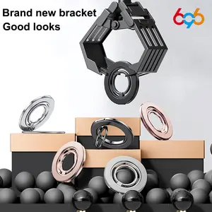 For Magsafe Magnetic Rotate 1Pcs Strong Suction Rotating 360 Wall Stickers Everywhere Folding Ring Phone Holder Alloy Portable Magnetic Phone Mount