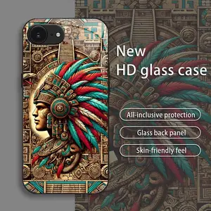 Suitable for [iPhone 16e] New high-end totem glass mobile phone case New business simple metal paint electroplated glass mobile phone case Affordable price Anti-drop and anti-fingerprint 995