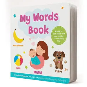 Toddler First Words Board Book - Speech Therapist-Designed Language Toy, Parents' Early Learning Vocabulary Builder for Ages 1-4, Aids in Language & Children Development, Mini Books for Early Learning Stages