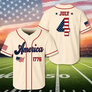 July 4th Baseball Jersey – Vintage America Flag Independence Day Shirt Men