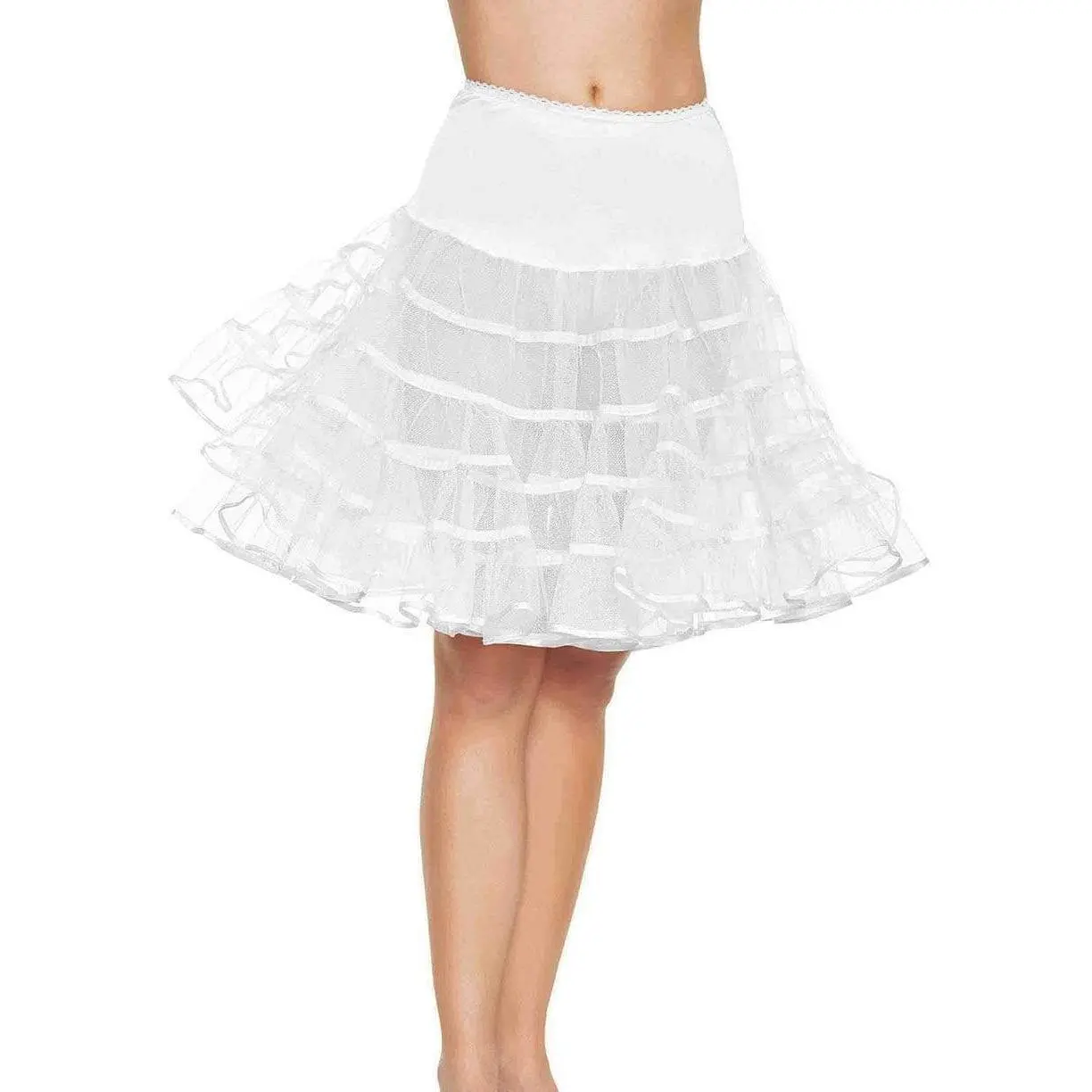Women's Layered Tulle Petticoat Bottoms - Knee-Length Fluffy Tutu Skirt with Elastic Waistband, Fits Halloween Costumes, Dances, Dress Outfits
