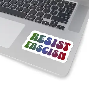 Resist Fascism sticker | Kiss-cut political vinyl sticker, Anti-Fascist Rainbow Pride Bubble Letters, Cute Gen Z Political Protest, Retro Design