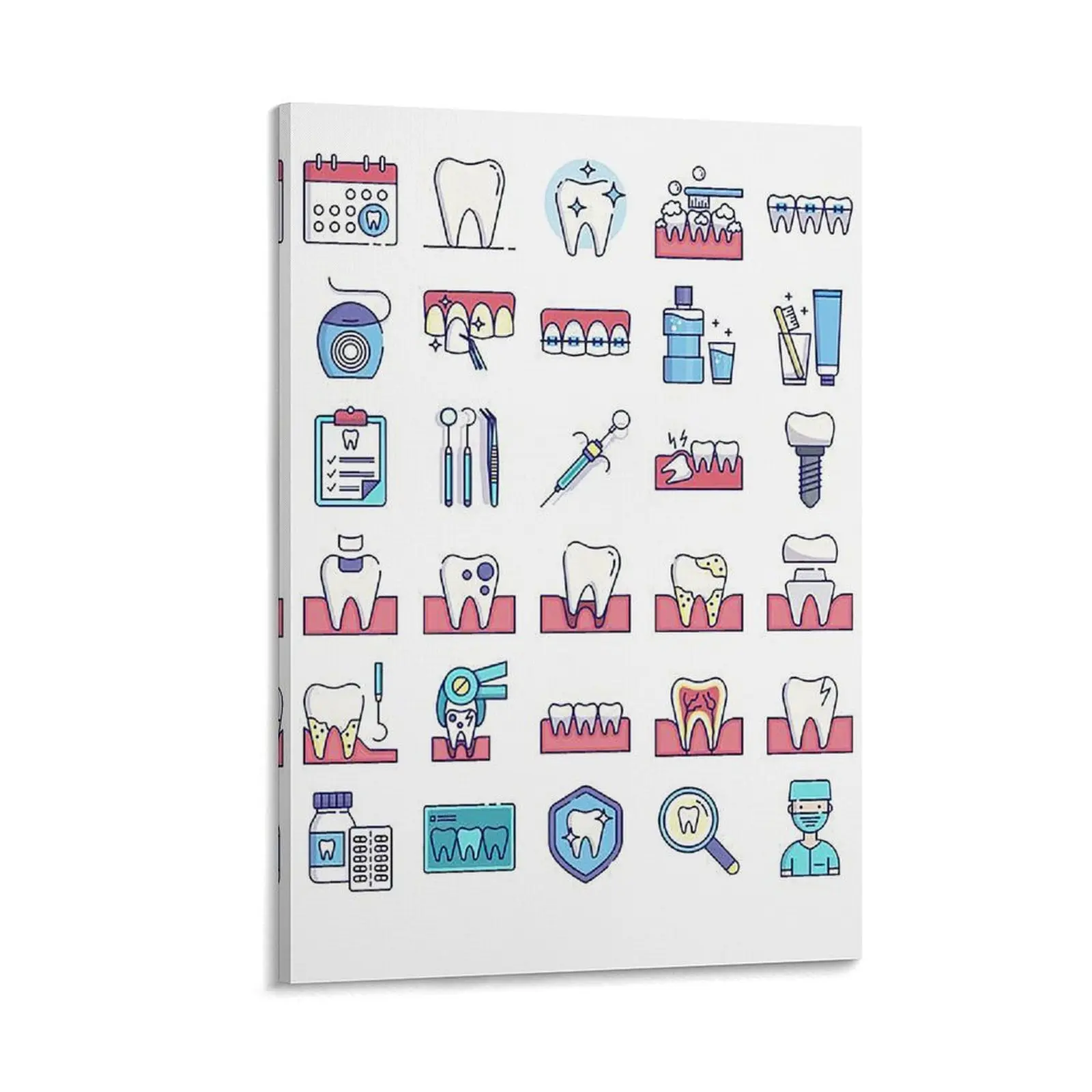 Dental Knowledge Posters Essential's for Protecting Teeth, Great for Dental Walls, Kids' Rooms & Bathrooms. Canvas Poster Bedroom Decor Sports Landscape Office Room Decor Gift Frames Ornaments Frame-.