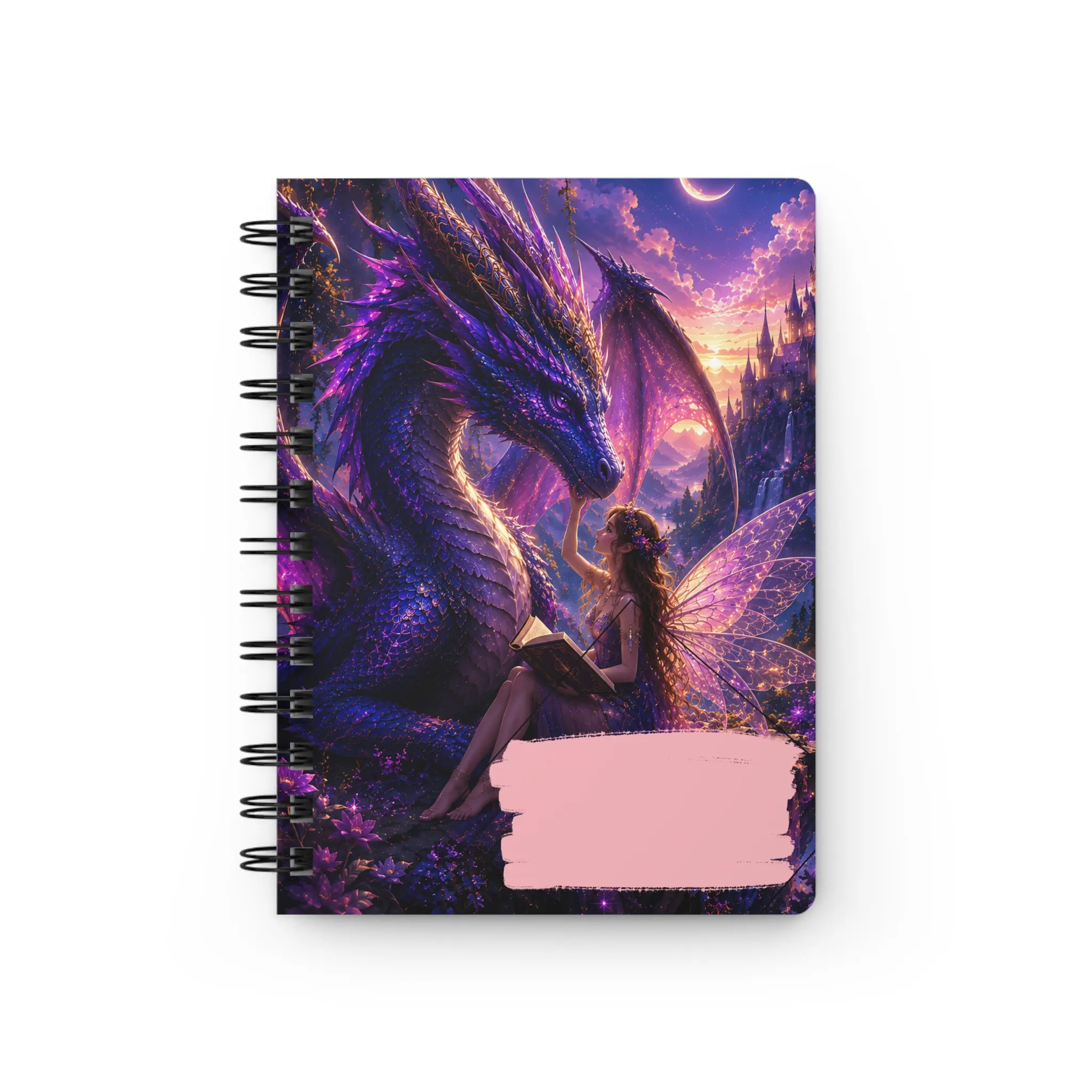 Purple Fantasy Dragon Fairy Spiral-Bound Notebook, Colorful Decorated Spiral Bound Notebooks for Magical Writing (Office Stationery Supplies), Colorful Decorated Notebooks