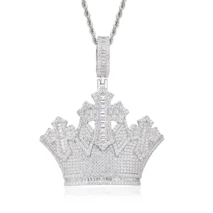 UCCIYO Vintage Crown Pendant 【#CMP596】Lab-Created Moissanite Pendant Copper Moissanite Pendant Necklace for Women Men Hip Hop Jewelry Gift
