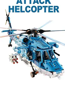 2026 Blue Attack Helicopter Building Block Model 1494 PCS Dynamic Version Creative and Educational Game for Kids ABS Plastic Perfect Birthday & Christmas Gift Wonderful Activity for Parent-Child Interaction on Weekends