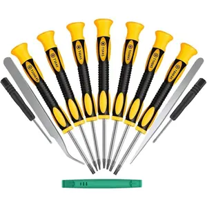 12Pcs Magnetic Torx Screwdriver Sets with T3 T4 T5 Torx 6 T7 T8 T10 Star Screwdrivers, Stainless Steel Tweezers & Philip Slotted Screwdrivers for Phone/Mac/Camera/Computer Repairing