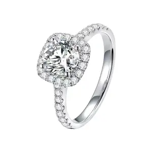 R0061CT Cushion Halo Moissanite Ring | Passes Diamond Tester, Same Sparkle As Real Diamond For Way Less Money