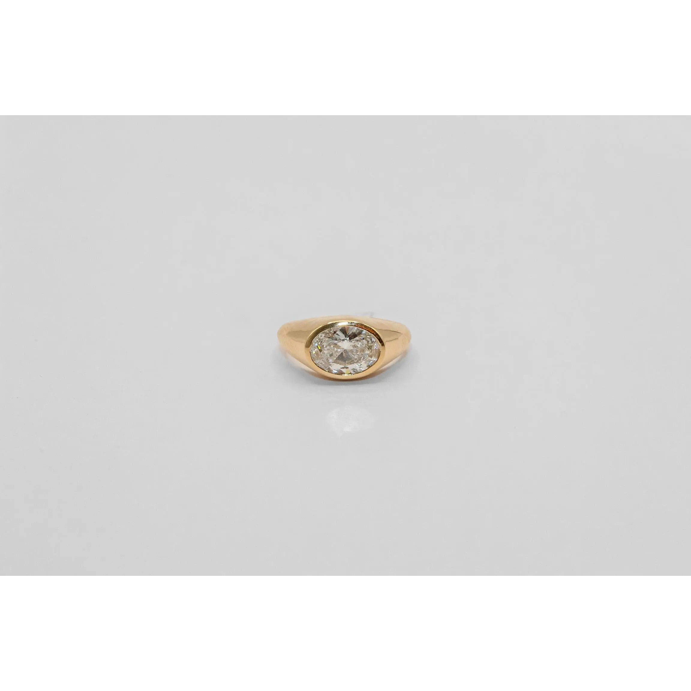 14K Gold 1 Carat Oval Diamond Pinky Ring