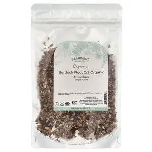 Starwest Botanicals Organic Burdock Root, Cut & Sifted, 4 oz (113.4 g)