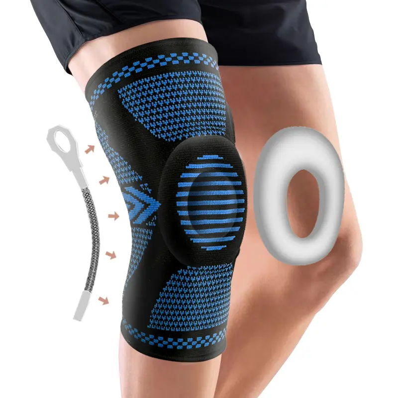 1 Pair Professional Spandex Blend Compression Knee Brace - Breathable with Patella Gel Pad, Side Stabilizers, Anti-Injury Protective Gear for Workout, Injury Rehab, Hockey Goalie Support