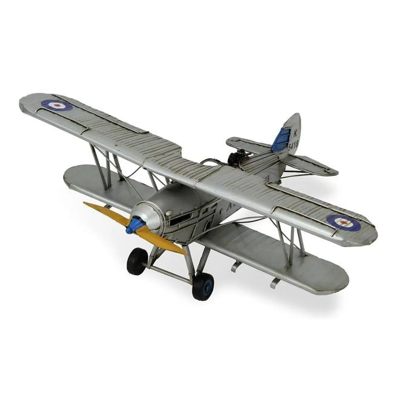 Cheungs JA-0277 Handmade All Metal Construction British War Plane Desk Ornament, 5" H X 12" W X 14" D Antique Aviation Decor, Indoor Tabletop Statue Figurine, Ideal Gift for Home Supplies Enthusiasts