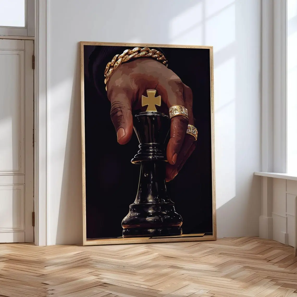 Minimalist Artistic Black Chess King Wall Art Poster - Glossy Unframed Collectible Print, 8x12 in (20cmx30cm), Ideal Gift for Indoor Home Office Decor & Gallery Wall