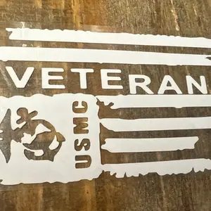 U.S. Marine Veteran American Flag Permanent Vinyl Decal Sticker Car Truck Window 4”x6”