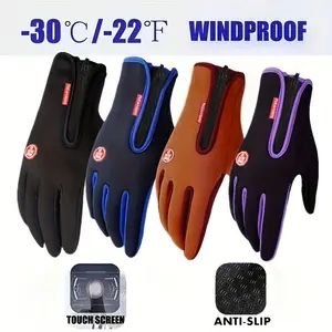 [-30°C Thermal Cycling Gloves] Waterproof Winter Gloves, Touch Screen Thermal Anti-Slip Knit Polyester Cycling Gloves, Windproof for Outdoor Sports, Motorcycle Riding, Warm -30°C/-22°F