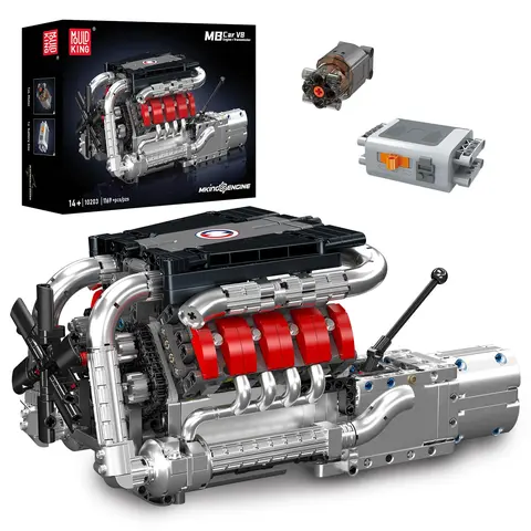 Mould King 10203 V8 Engine Engineering Car Motor Building Blocks - 1169-Piece Mechanical STEM DIY Playset with Internal Motor, Creative Building Set, Collectors Block Set, 3D Model Kits for Kids & Adults (Valentine's Day, Children's Day)