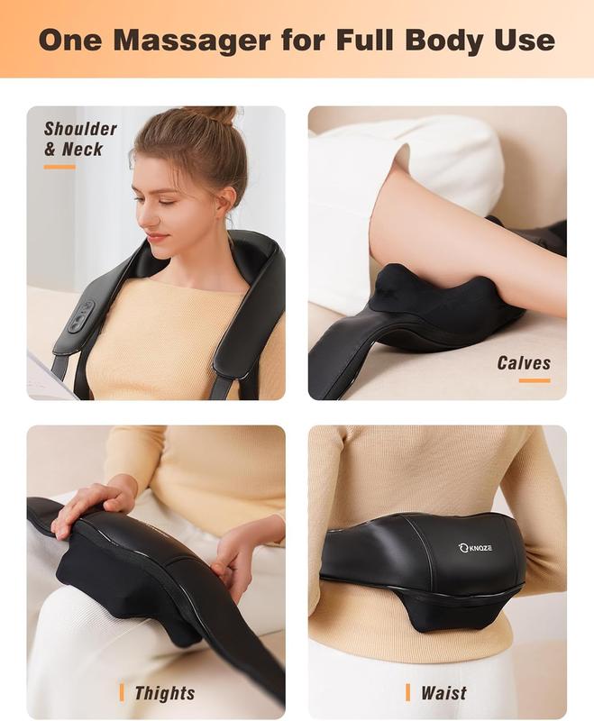 KNOZE Neck and Shoulder Massager with Heat, Cordless Back and Neck Massager, Upgraded Graphene Heating, 4D Shiatsu Deep Kneading Massage for Shoulder, Back,Leg,Pain Relief, Portable Gifts for Dad Mom Friend