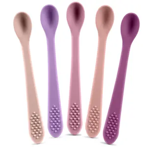 Best First Stage Baby Infant Spoons 5-Pack, Soft Silicone Baby Training Spoon Gift Set for Infant