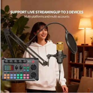 F998 Sound Card Microphone Set, High-Definition Audio Recording, Ideal for Live Streaming, Meetings, and Podcasts, Various Sound Effects
