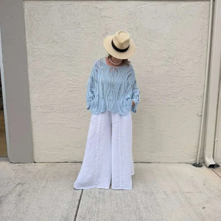 Women's Angy 1-Size Crochet Tunic, Casual Loose Knit Top